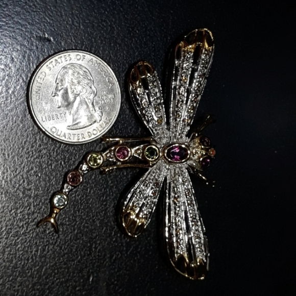 Genuine Multi Gemstone Dragonfly Brooch